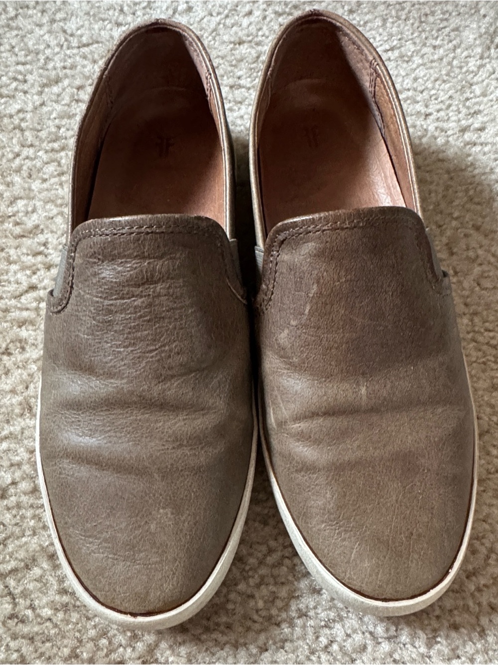 Frye Women’s Olive Green Leather Slip-On Casual Shoes Size 8M Comfort Flats